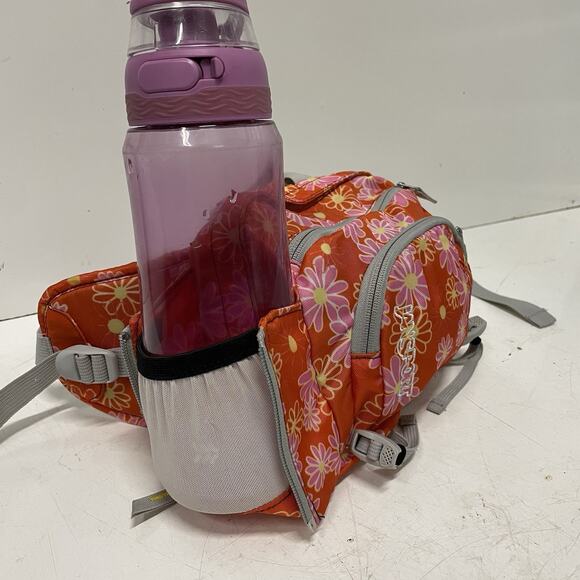 Jansport Coltrane Fanny Pack Waist Bag Water Bottle Holder Flowers Orange EUC - Picture 4 of 6